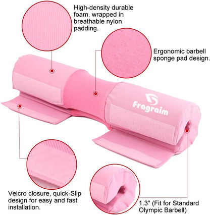 Barbell Squat Pad, Safety Bar Pad with Thick Foam and Nylon Padding - Neck & Shoulder Protective Pad Support for Squats, Lunges & Hip Thrusts - Fits Olympic Standard Weightlifting Bar